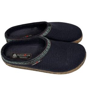 Haflinger Clog Slippers Mens Size 10 Blue Wool Slip On Cork Sole Comfort Indoor